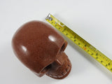 Goldstone Crystal Skull with white backdrop measured