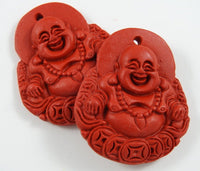 Imitation Cinnabar focal bead laughing buddha