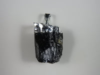 Black Tourmaline Natural Pendant in Silver Foil