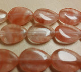 Cherry Quartz Flat Teardrop Bead Strand