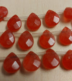 Cherry Quartz Faceted Teardrop Bead Strand CLOSEOUT