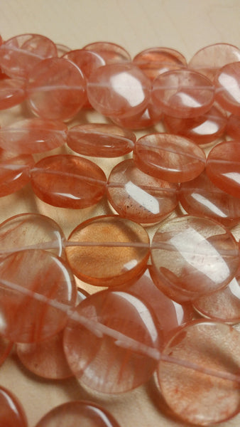 Cherry Quartz Flat Circular Bead Strand