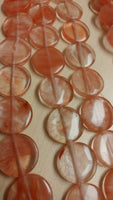 Cherry Quartz Flat Circular Bead Strand