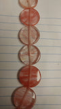 Cherry Quartz Flat Circular Bead Strand