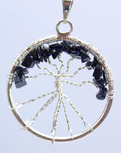 Blue Goldstone Tree of Life Pendants