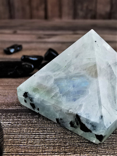 Moonstone and Smoky Quartz Pyramids