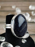 Large Blue Goldstone Ring Size 7.5