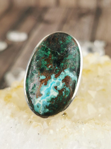 Large Oval Chrysocolla Ring Size 7.5
