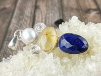 Pearl, Citrine, and Lapis Pendant
