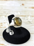 Citrine Ring, Circle Faceted Size 7