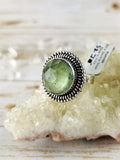 Prehnite Ring, Faceted Circle Cut Size 7