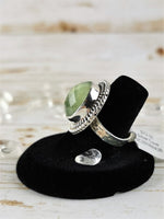 Prehnite Ring, Faceted Circle Cut Size 7