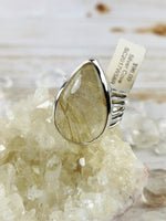 Teardrop Rutilated Quartz Ring Size 7.5