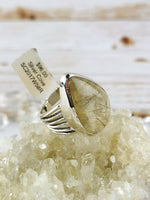 Teardrop Rutilated Quartz Ring Size 7.5