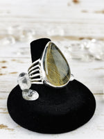 Teardrop Rutilated Quartz Ring Size 7.5