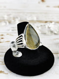 Teardrop Rutilated Quartz Ring Size 7.5