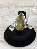 Teardrop Rutilated Quartz Ring Size 7.5