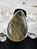 Teardrop Rutilated Quartz Ring Size 7.5