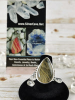 Teardrop Rutilated Quartz Ring Size 7.5