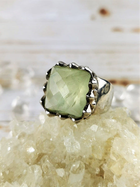 Chunky Prehnite Ring Size 8