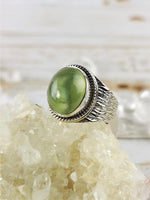 Prehnite Ring, Medium Oval Size 8.5