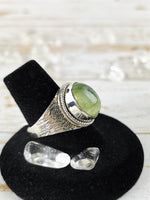 Prehnite Ring, Medium Oval Size 8.5