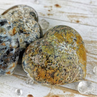 Large Yellow Moss Agate Hearts