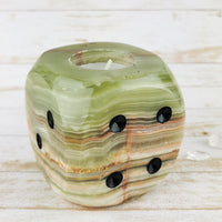 Green Onyx Dice Candle Holder