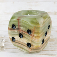 Green Onyx Dice Candle Holder