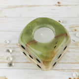 Green Onyx Dice Candle Holder