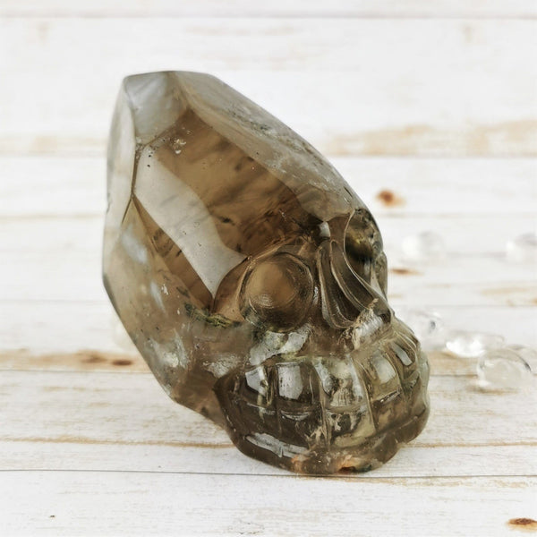 Tourmalated Smoky Quartz Crystal Skull