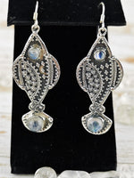 Ornate Fish Moonstone Earrings