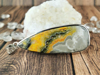 Long Teardrop Bumble Bee Jasper Pendant