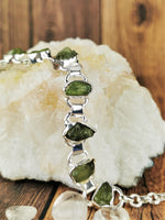Raw Peridot Sterling Silver Bracelet