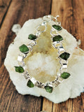 Raw Peridot Sterling Silver Bracelet
