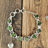 Raw Peridot Sterling Silver Bracelet