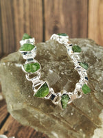 Raw Peridot Sterling Silver Bracelet