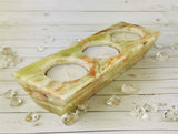 Long Green Onyx Candle Holders