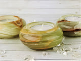 Round Green Onyx Candle Holders <3
