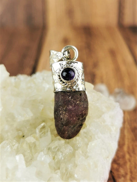 Raw Ruby & Amethyst Pendant