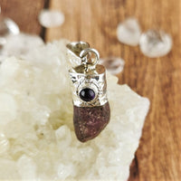 Raw Ruby & Amethyst Pendant