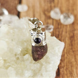 Raw Ruby & Amethyst Pendant