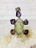 Prehnite and Faceted Amethyst Pendant