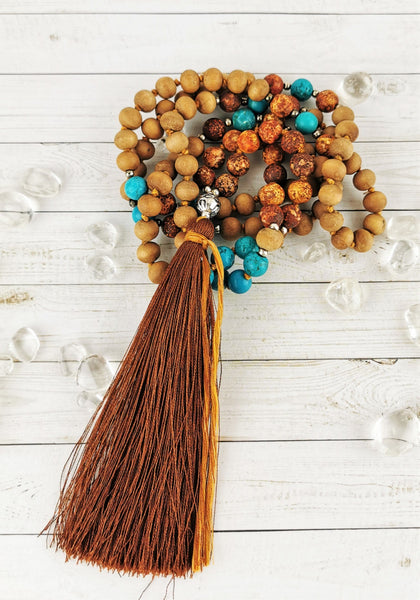 Sandalwood, Magnesite & Jasper Mala