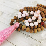 Sandalwood, Pink Opal & Jasper Mala