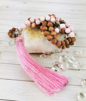 Sandalwood, Pink Opal & Jasper Mala