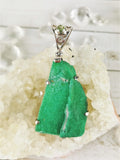 Faceted Peridot and Raw Variscite Pendant