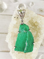 Faceted Peridot and Raw Variscite Pendant