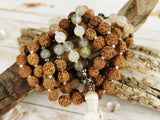 Rudraksha & Moonstone Mala