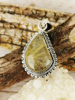 Curved Teardrop Rutilated Quartz Pendant